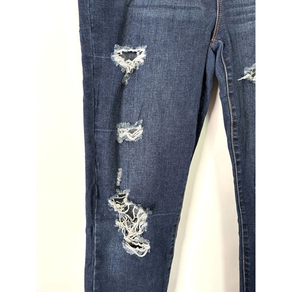 PacSun Dark Wash Distress Skinny Jeans 29 R High Rise Raw He Rip Ankle Jeggings - Picture 2 of 10